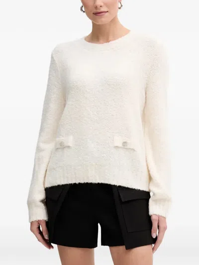 Morgan Embellished Boucle-knit Sweater In Pink