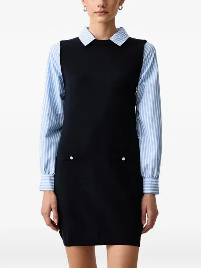 Morgan Embellished-button Knitted Mini Dress In Black