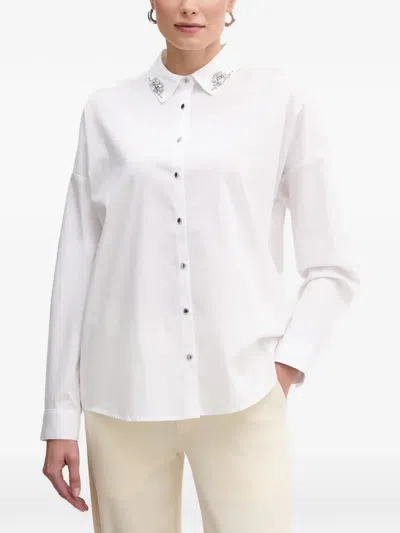 Morgan Embellished-collar Shirt In White