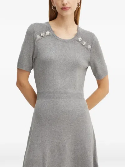 Morgan Embellishment-detail Short-sleeve Mini Dress In Grey