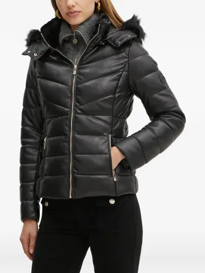 Morgan Faux-fur Trim Quilted Jacket In Black