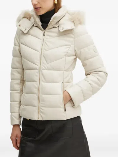 Morgan Faux-fur Trim Quilted Jacket In Neutral