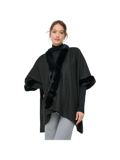 Morgan Faux-fur-trim Cape In Black