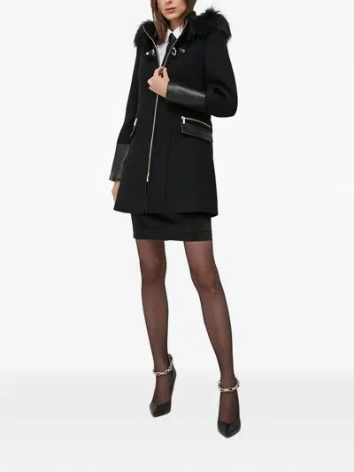 Morgan Faux-fur-trimmed Coat In Black