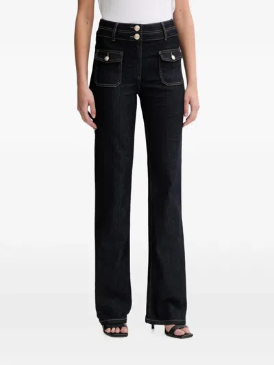 Morgan Flap-pocket Flared Jeans In Black