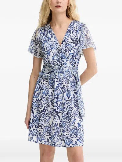 Morgan Floral V-neck Mini Dress In Multi
