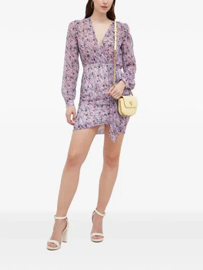 Morgan Floral Wrap Mini Dress In Blue