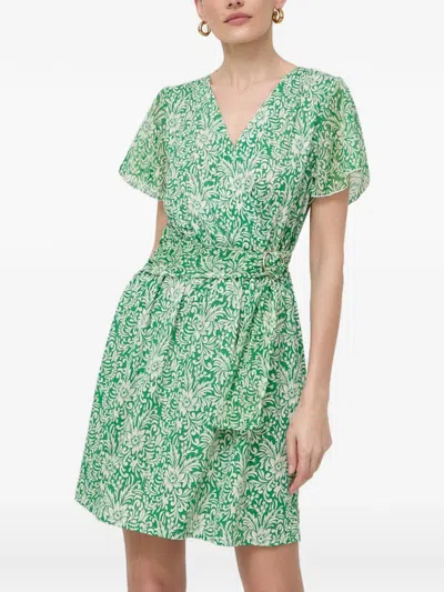 Morgan Floral-print Belted Mini Dress In Green