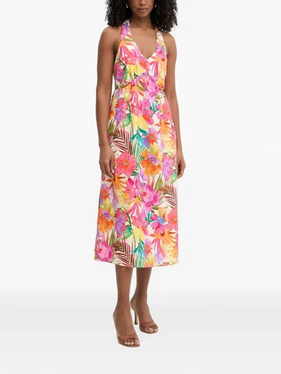 Morgan Floral-print Halterneck Midi Dress In Multi