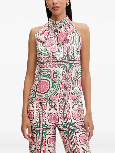 Morgan Floral-print Pussy-bow Blouse In Neutrals