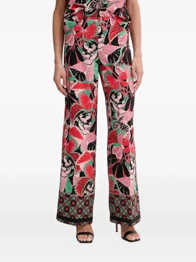 Morgan Floral-print Straight Trousers In Pink