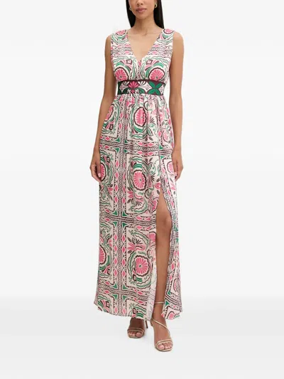 Morgan Floral-print V-neck Dress In Neutrals
