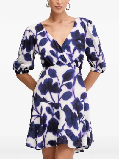 Morgan Floral-print V-neck Mini Dress In Multi