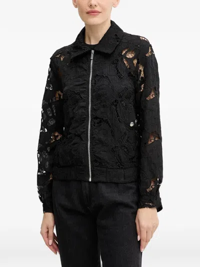 Morgan Bomberjacke Mit Blumenspitze In Black