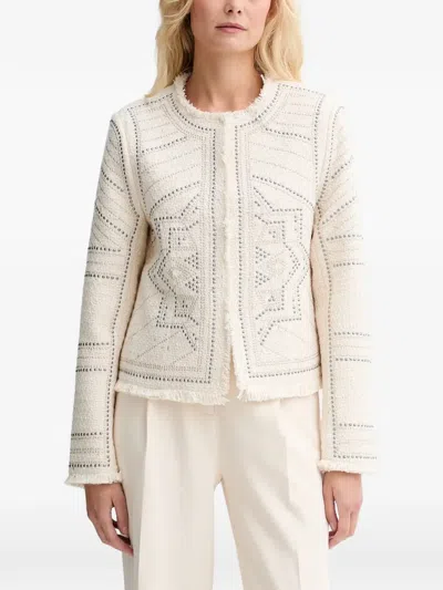 Morgan Fringed Embellished Jacket In White