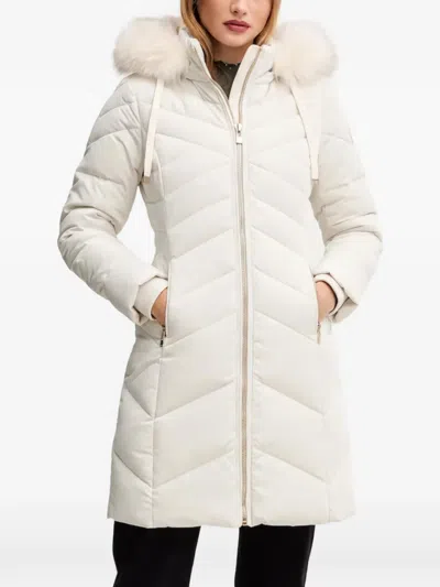 Morgan Fur Trimmed Quilted Jacket In White