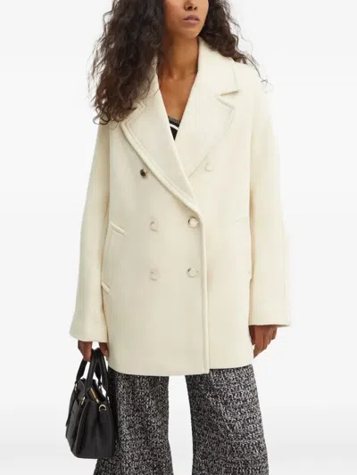 Morgan Gam Double-breasted Coat In White