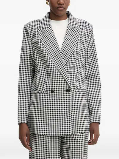 Morgan Gingham Double-breasted Blazer In Black