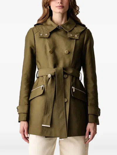 Morgan Gladia Waisted Belted Trenchcoat In Green