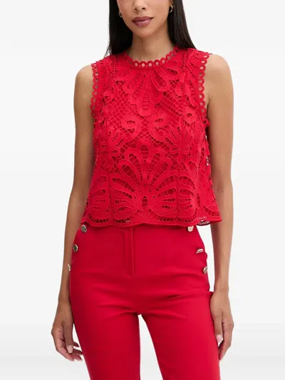 Morgan Guipure-lace Sleeveless Top In Red