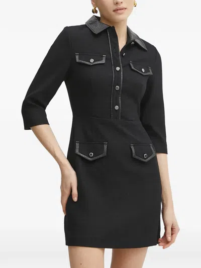 Morgan Half-button Mini Dress In Black