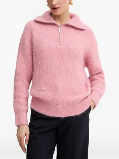 Morgan Half-zip Sweater In Pink