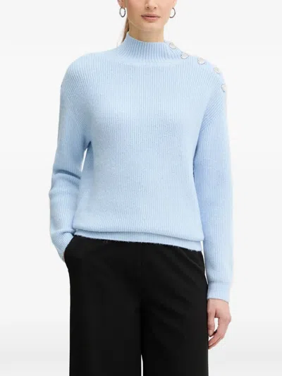 Morgan Heart Button Sweater In Blue