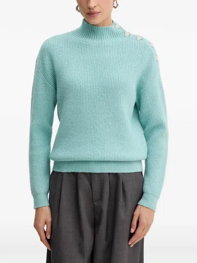 Morgan Heart Button Sweater In Blue