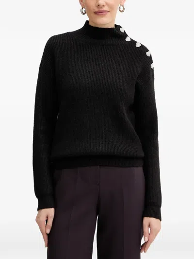 Morgan Heart-button Sweater In Black