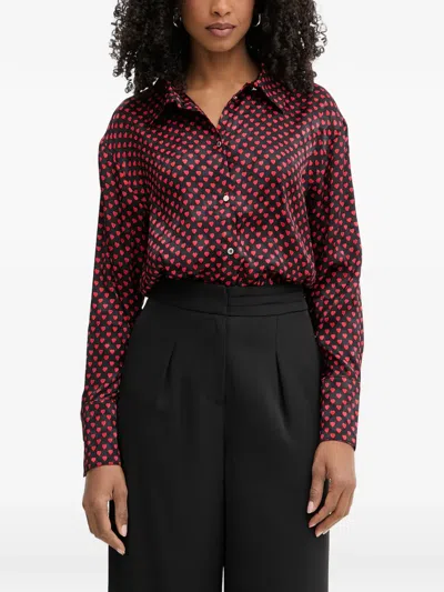 Morgan Heart-print Button-up Shirt In Multi