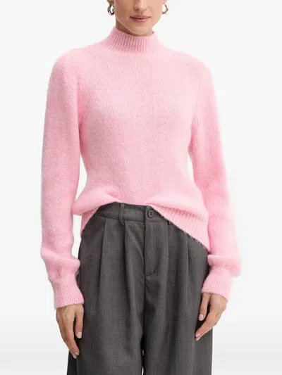 Morgan High-neck Sweater In Pink