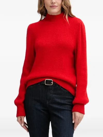 Morgan High-neck Sweater In Red