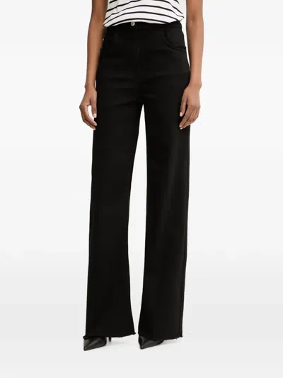 Morgan High-waist Wide-leg Jeans In Black