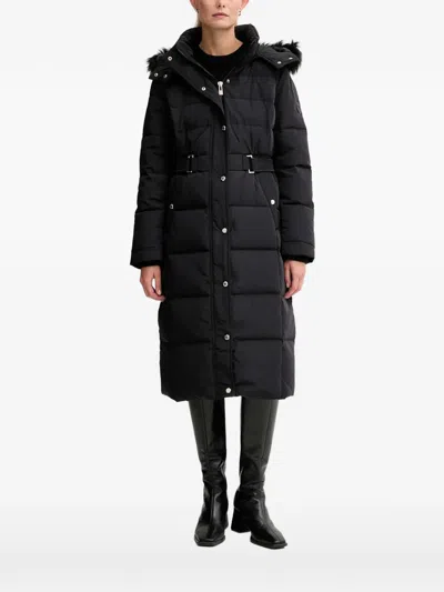 Morgan Hooded Quilted Coat In Black