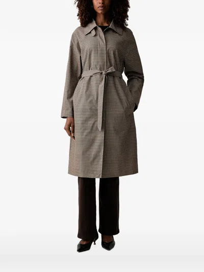 Morgan Houndstooth-pattern Belted Coat In Gray