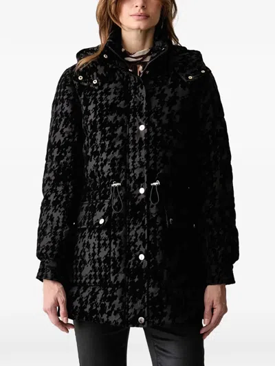 Morgan Houndstooth-pattern Hooded Puffer Jacket In Multi