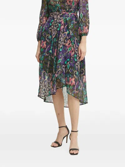 Morgan Jary Floral-printed Pleated Midi Skirt In White