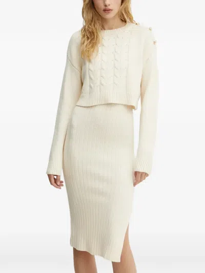 Morgan Knitted Midi Dress And Sweater Set In Neutral