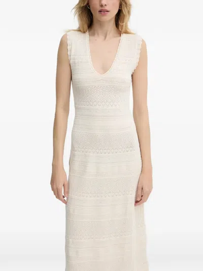 Morgan Knitted Midi Dress In Neutral