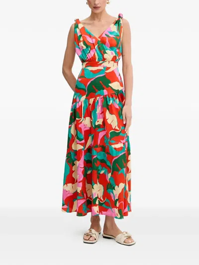 Morgan Knot Floral Print Maxi Dress In Multi