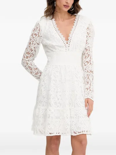 Morgan Lace V-neck Mini Dress In White