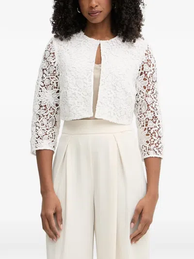 Morgan Lace-overlay Cropped Jacket In White