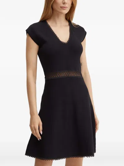 Morgan Lace-trim V-neck Mini Dress In Black