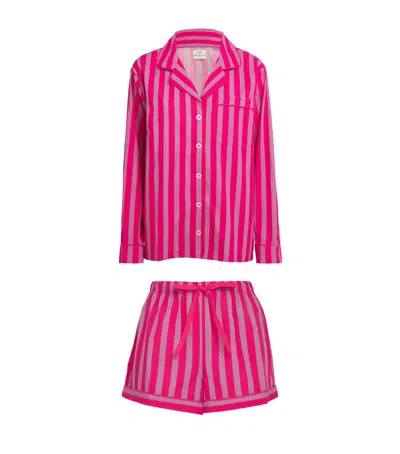 Morgan Lane Cotton Tommy Striped Pyjama Set In Pink | ModeSens