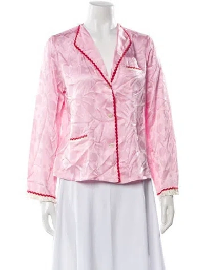 Pre-owned Morgan Lane Embroidered Accent Pajamas In Pink