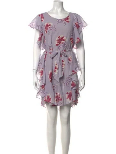 Pre-owned Morgan Lane Floral Print Mini Dress W/ Tags In Purple