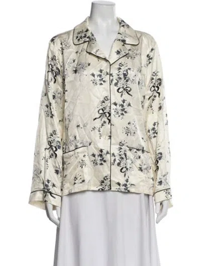 Pre-owned Morgan Lane Floral Print Pajamas In Neutrals