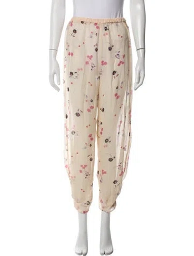 Pre-owned Morgan Lane Floral Print Pajamas In Neutrals
