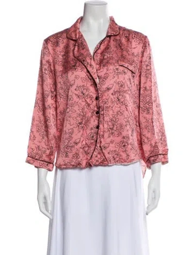 Pre-owned Morgan Lane Floral Print Pajamas In Pink