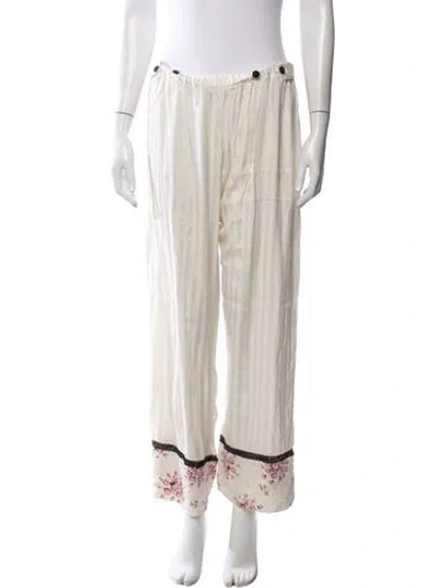 Pre-owned Morgan Lane Floral Print Wide Leg Pants In Neutrals